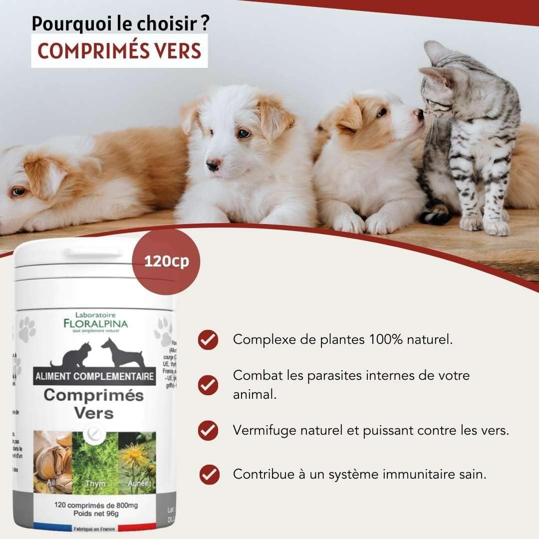 Complexe vers- Vermifuge Naturel pour Animaux (Chien et Chat) 100% Naturel